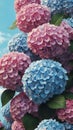3d aesthetic image of summer with hydrangeas for wallp ai generated Royalty Free Stock Photo