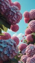 3d aesthetic image of summer with hydrangeas for wallp ai generated Royalty Free Stock Photo