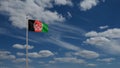 3D, Afghan flag waving on wind. Close up of Afghanistan banner blowing soft silk