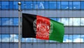 3D, Afghan flag waving on wind. Close up of Afghanistan banner blowing soft silk