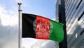 3D, Afghan flag waving on wind. Close up of Afghanistan banner blowing soft silk