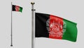 3D, Afghan flag waving on wind. Close up of Afghanistan banner blowing soft silk