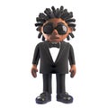 3d African American singer entertainer in tuxedo stands ready