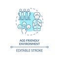 2D age friendly environment blue icon concept