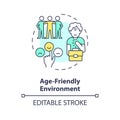 2D age friendly environment line icon concept