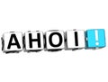 3D Ahoi block text on white background Royalty Free Stock Photo