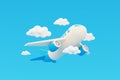 3D Airplane flying in clouds, Tourism and travel concept, holiday vacation, Family camping, nature journey, 3d render Royalty Free Stock Photo