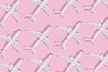 3D of airplane patterns on pink pastel background - summer travel concept