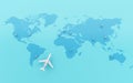 3d Airplanes flying around globe with map pointer. Royalty Free Stock Photo