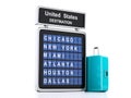 3d airport board. USA travel information on white background