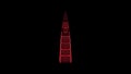 3D Al Faisaliyah Tower on black background. Object consisting of red flickering particles. Science concept. Abstract bg Royalty Free Stock Photo