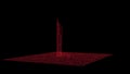 3D Al Hamra Tower on black background. Object consisting of red flickering particles. Science concept. Abstract bg for