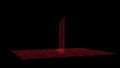 3D Al Hamra Tower rotates on black background. Object consisting of red flickering particles 60 FPS. Science concept