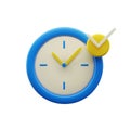 3d alarm clock icon for success delivery concept. 3d blue watch minimal design concept of time, service and support