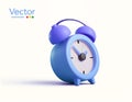 3d alarm clock in minimal style, isolated on background. Object of time, hurry, punctuation, get up, wake up