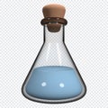 3d alchemy mixture icon. 3d magic poison icon illustration. Alchemy 3d icon. 3d render illustration of poison in glass with cork