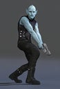 Render of an Alien Man holding a gun with both hands Royalty Free Stock Photo