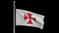 3D Knights templars flag on wind. Catholic military order medieval banner