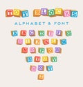 3D alphabet blocks, toy baby blocks font Royalty Free Stock Photo