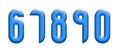 3d alphabet, embossed numbers set, 3d illustration with blue gloss effect