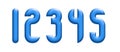 3d alphabet, embossed numbers set, 3d illustration with blue gloss effect
