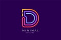 D Alphabet letter logo. Abstract Glossy Colorful logotype vector design template.D