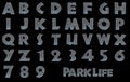 Park Life 3D alphabet rock bold capital alphabet letters 3D illustration Royalty Free Stock Photo