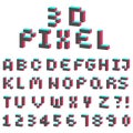 3d alphabet made of pixel design font Royalty Free Stock Photo