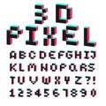 3d alphabet made of pixel design font Royalty Free Stock Photo
