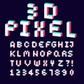 3d alphabet made of pixel design font Royalty Free Stock Photo