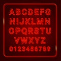 3d Alphabet with Neon Red effect for tittle or signs Royalty Free Stock Photo