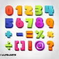 3D alphabet number color. Vector illustration.