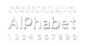 3D Alphabet template. Volumetric white alphabet design