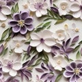 Intricately Detailed Paper Flowers With Purple And Green Leaves