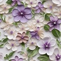 Pastel Purple Floral Paper Art On White Background