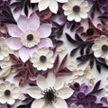 Nature-inspired Quilling Flowers In Purple, Black, And White Paper