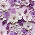 Hyper-detailed Paper Roses And Daisies On Purple Background