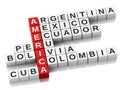 3d America concept. Crossword with letters. white back