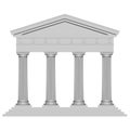 3D Ancient temple with four columns isolated on a white background