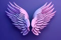 3D Angel Wing On Purple Background. Generative AI