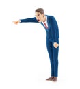 3d angry cartoon businessman shouting and pointing finger