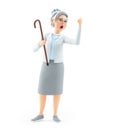 3d angry cartoon granny yelling