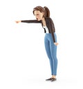 3d angry cartoon woman shouting and pointing finger