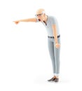 3d angry senior man shouting and pointing finger Royalty Free Stock Photo