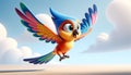 3D Animated Cartoon Bird in Flight Royalty Free Stock Photo