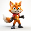 Super Hero Happy Fox Cartoon Character - Action-packed White Background