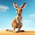 Hyper-realistic Illustration Of Cute Kangaroo In Desert