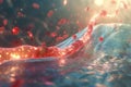3D animated visualization of the flushing effect of HDL cholesterol on artery walls