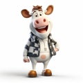 Cartoon Cow Character In Daz3d Style Wearing A Cardigan Jacket Royalty Free Stock Photo