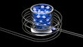 3D animation of balls rolling in spiral. Design. Animation with spiral game setup and balls rolling along it. Beautiful